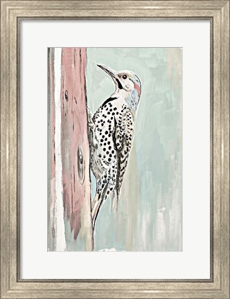 Framed Beige Woodpecker II Print