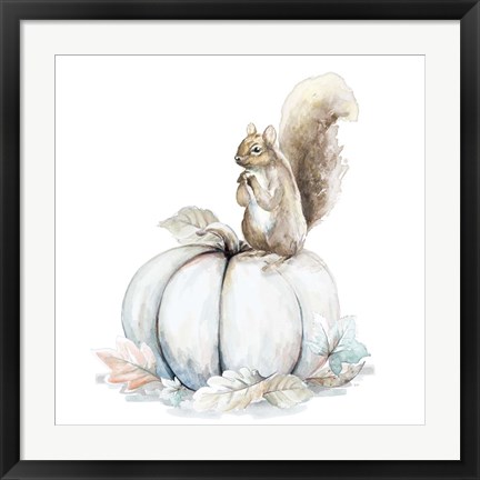 Framed Squirrel and Pumpkin II Print