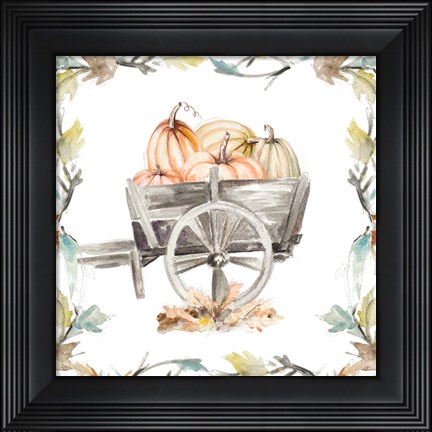 Framed Wood Cart Square with Branches Print