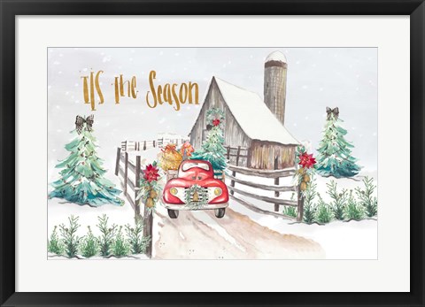 Framed Christmas on the Farm Print