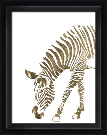 Framed Gold Zebra Print