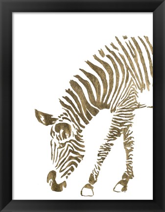 Framed Gold Zebra Print