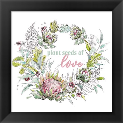 Framed Protea&#39;s Inspirational Wreath I Print