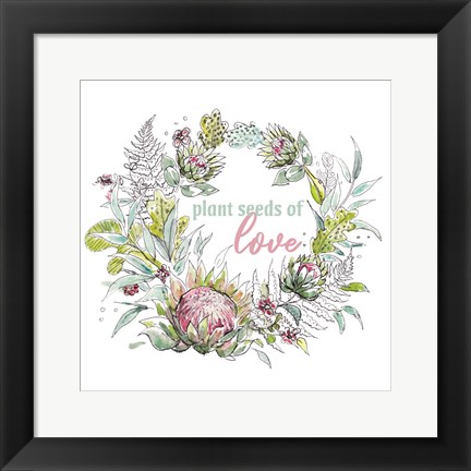 Framed Protea&#39;s Inspirational Wreath I Print