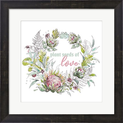 Framed Protea&#39;s Inspirational Wreath I Print