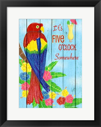 Framed Parrot Party I Print