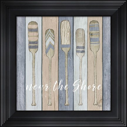 Framed Oars Near the Shore Print