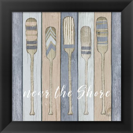 Framed Oars Near the Shore Print