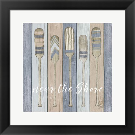 Framed Oars Near the Shore Print