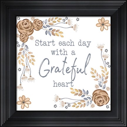 Framed Brown Leaves Inspiration I Print