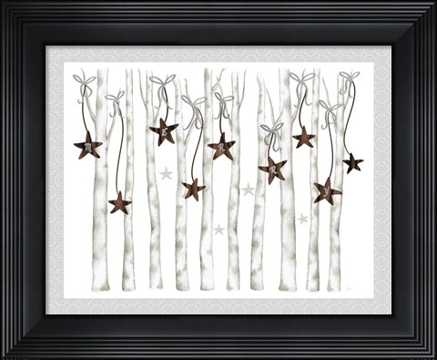 Framed Merry and Bright Birch Trees I Print