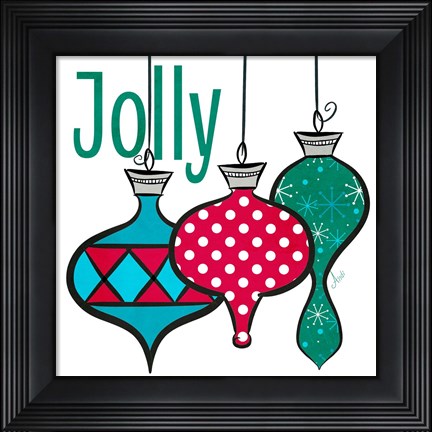 Framed Joyful Christmas Ornaments IV Print