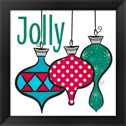 Framed Joyful Christmas Ornaments IV Print