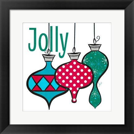 Framed Joyful Christmas Ornaments IV Print