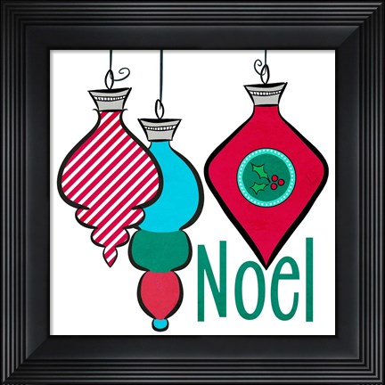 Framed Joyful Christmas Ornaments III Print