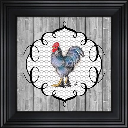 Framed Rooster on the Roost II Print
