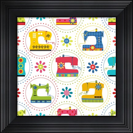 Framed Sew Excited Sewing Machine Circles Print