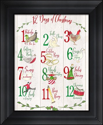 Framed 12 Days of Christmas sign Print