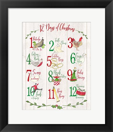 Framed 12 Days of Christmas sign Print