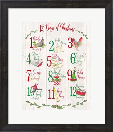 Framed 12 Days of Christmas sign Print