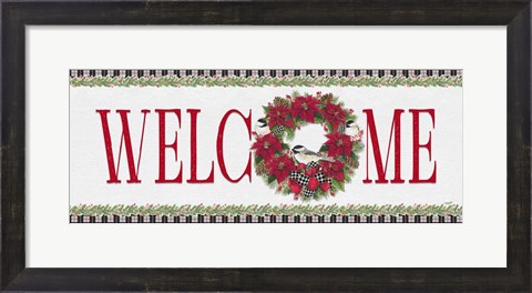 Framed Chickadee Christmas Red - Welcome Print