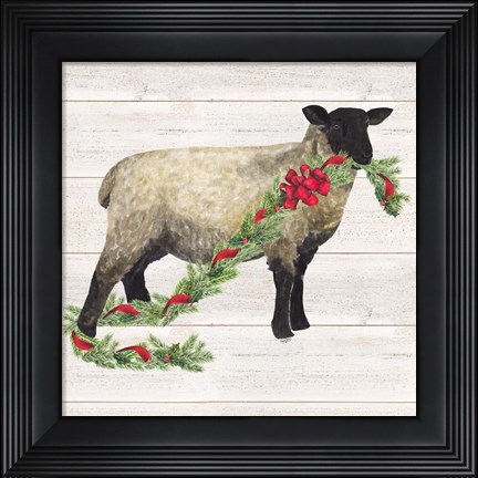 Framed Christmas on the Farm V Sheep Print