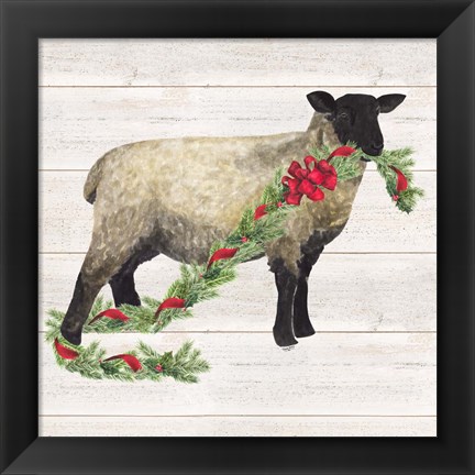 Framed Christmas on the Farm V Sheep Print