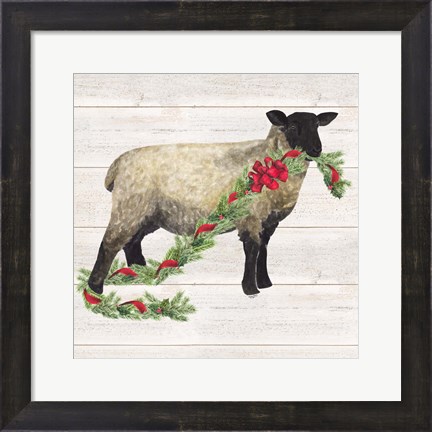 Framed Christmas on the Farm V Sheep Print