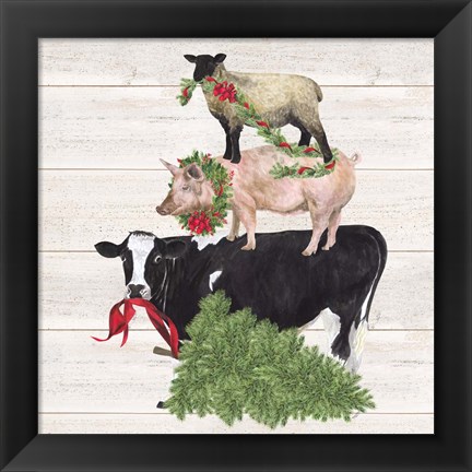 Framed Christmas on the Farm VI Trio Facing left Print