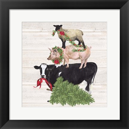 Framed Christmas on the Farm VI Trio Facing left Print