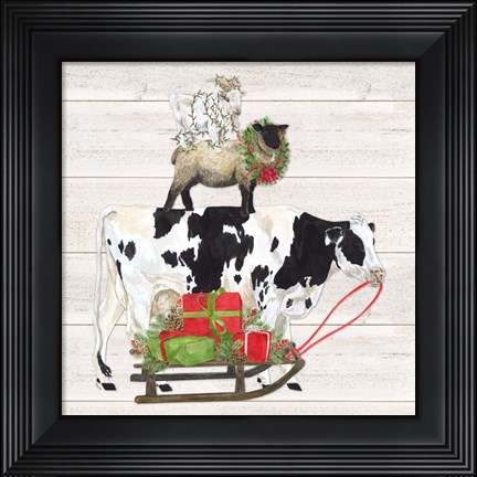 Framed Christmas on the Farm VII Trio Facing right Print
