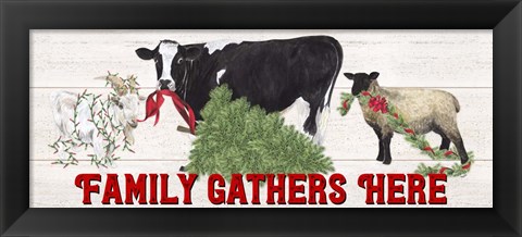 Framed Christmas on the Farm - Family Gathers Here Print