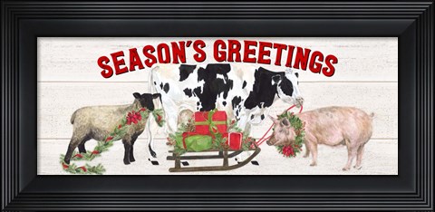 Framed Christmas on the Farm - Seasons Greetings Print