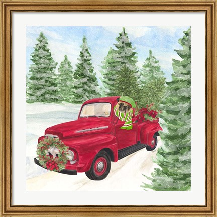 Framed Dog Days of Christmas IV Truck Print