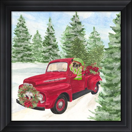 Framed Dog Days of Christmas IV Truck Print