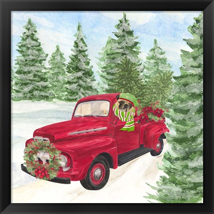 Framed Dog Days of Christmas IV Truck Print