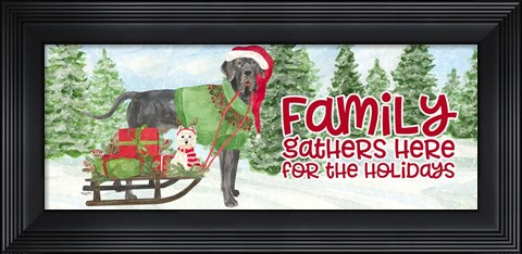 Framed Dog Days of Christmas - Family Gathers Print