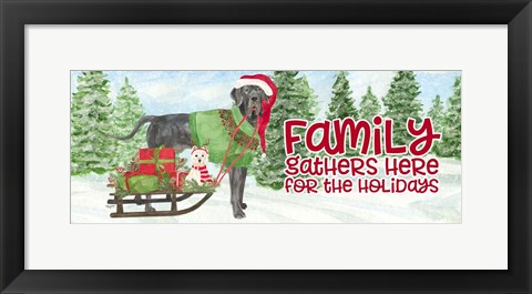 Framed Dog Days of Christmas - Family Gathers Print