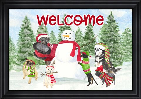 Framed Dog Days of Christmas - Welcome Print