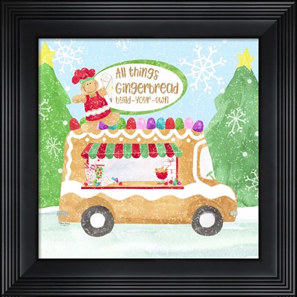 Framed Food Cart Christmas I Gingerbread Print