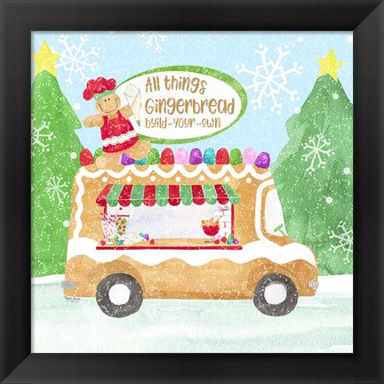 Framed Food Cart Christmas I Gingerbread Print