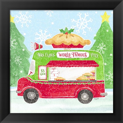 Framed Food Cart Christmas III Mrs Clause Pies Print