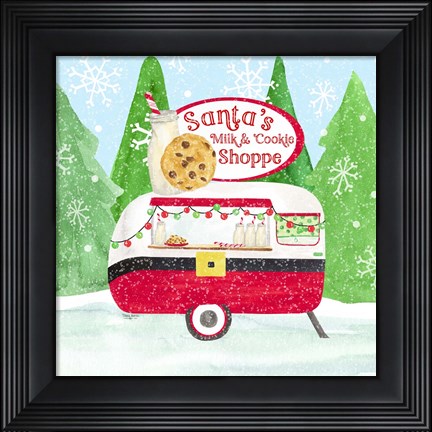 Framed Food Cart Christmas IV Santas Milk and Cookies Print