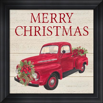 Framed Home for the Holidays - Red Truck Print
