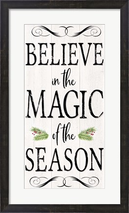 Framed Peaceful Christmas - Magic of the Season vert black text Print