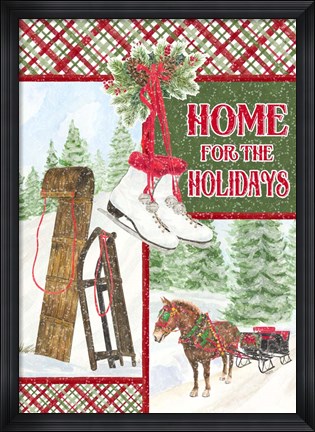 Framed Sleigh Bells Ring - Happy Holidays Print