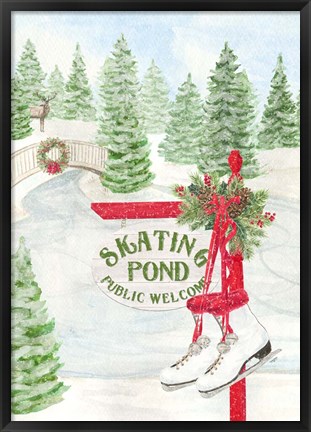 Framed Sleigh Bells Ring - Skating Pond Print