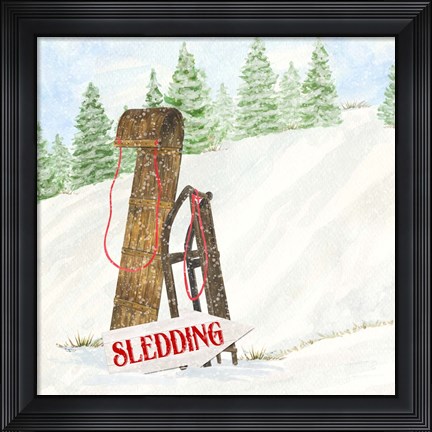 Framed Sleigh Bells Ring II Sledding Print
