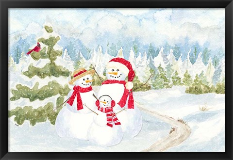 Framed Snowman Wonderland - Family Scene Print