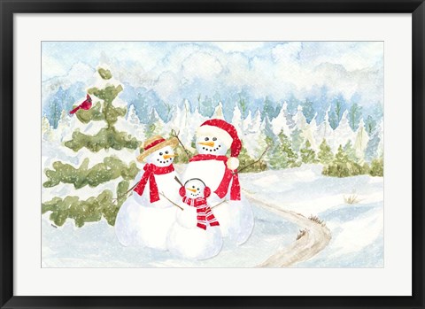 Framed Snowman Wonderland - Family Scene Print